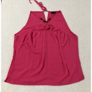 1.STATE Pink Halter Brown Accented Sleeveless Top size XL
